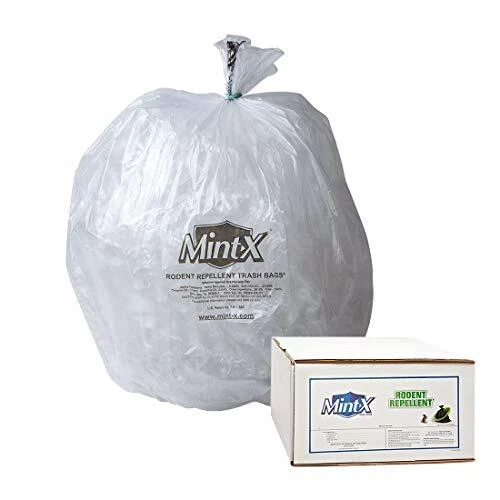 Mint-X Rodent Repellent Trash Bags 1.3 Mil Flat Seal 58" Height x 38" Length ...