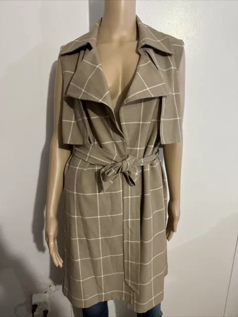 TOMMY HILFIGER Women's BEIGE BELTED WINDOWPANE VEST  MEDIUM NEW!