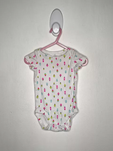 Carters One Piece Bodysuit Baby Girls Size 6-9 Months White Short Sleeve