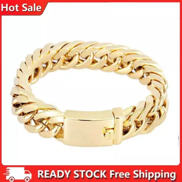 Fashion Chain Bracelet Punk Men Circle Bangles Streetwear Jewelry (Gold)