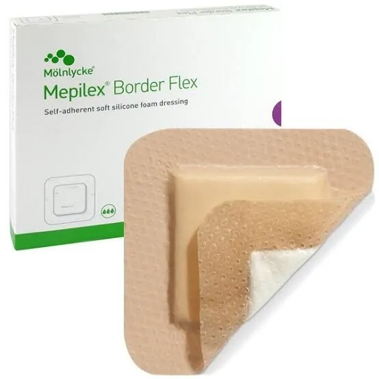 X3 Mepilex Border Flex 10cm x 10cm Silicone Dressing Single Sterile