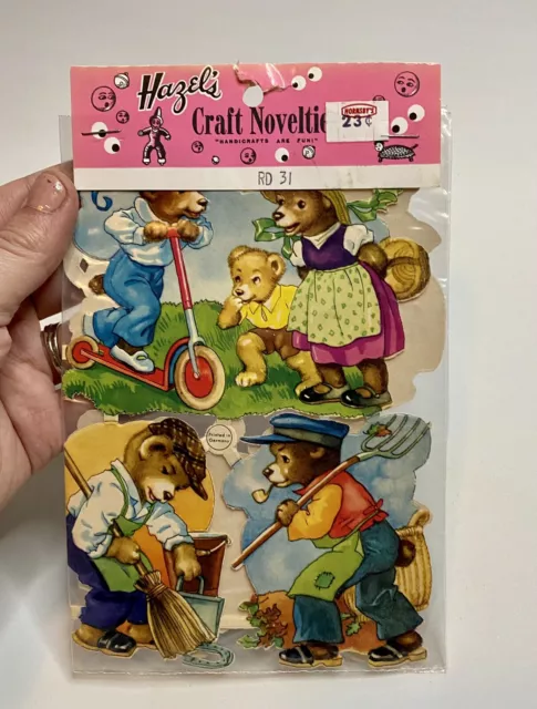 Vintage Hazel Craft Novelties Paper Die Cut Teddy Bear Germany Handicrafts PLB