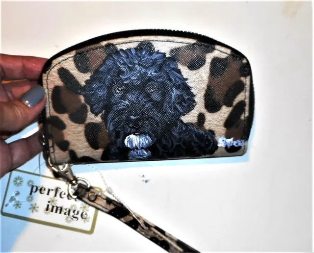 Portuguese Water Dog Coin Change Purse Wristlet Hand Painted Vegan