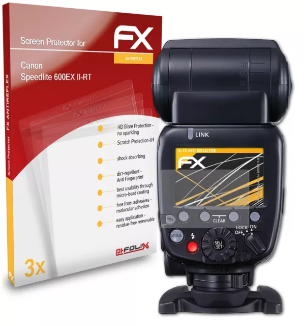 3x Lámina Protectora de Pantalla mate y antigolpes Canon Speedlite 600EX II-RT