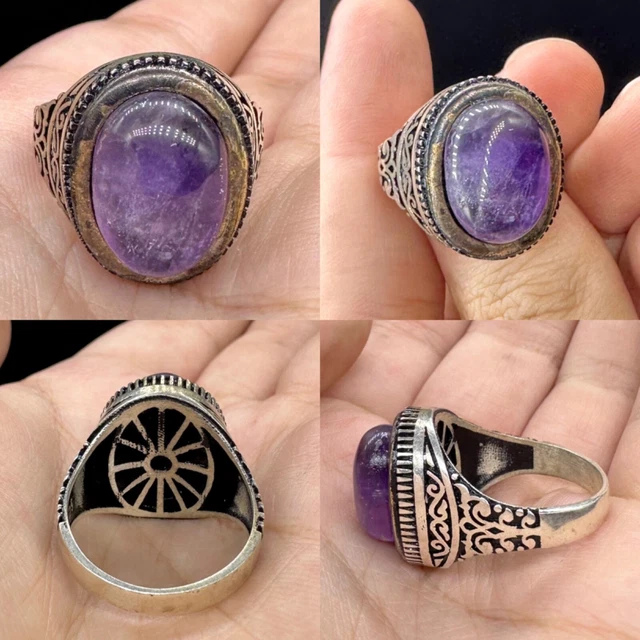 Ancienne Bague Jonc Argent Massif 925 - Style Dôme AGATHA - Taille 50
