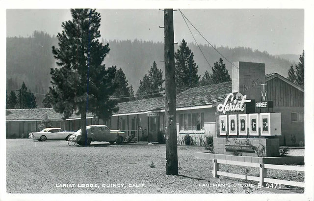 Quincy, California - Lariat Lodge - Roadside - Old Real Photo Postcard View