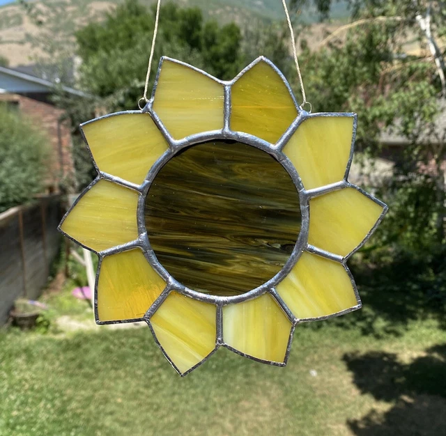 Sunflower Stained Glass Window Hanging, Gift For Friends Family Coworkers Etc