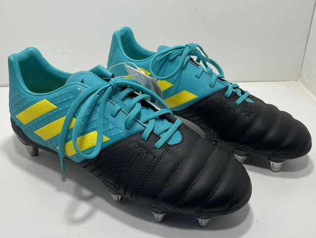 Adidas Regulate Kakari Rugby Boots UK 8.5 SG Black Blue Yellow Men's