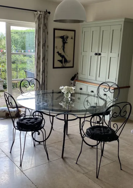 Antique Italian 19th Century Wrought Iron And Glass Dining Table.