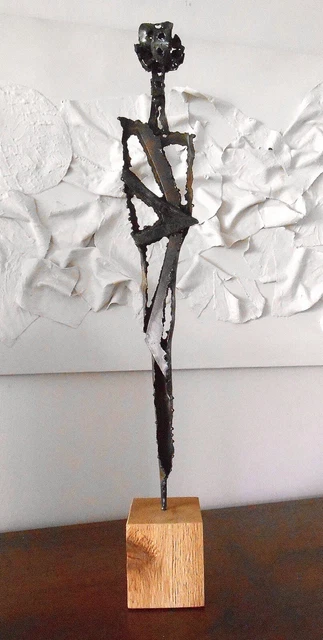 Brutalist Abstract Max Kreg 25” Metal Art Sculpture Mid Century Modern Style Art