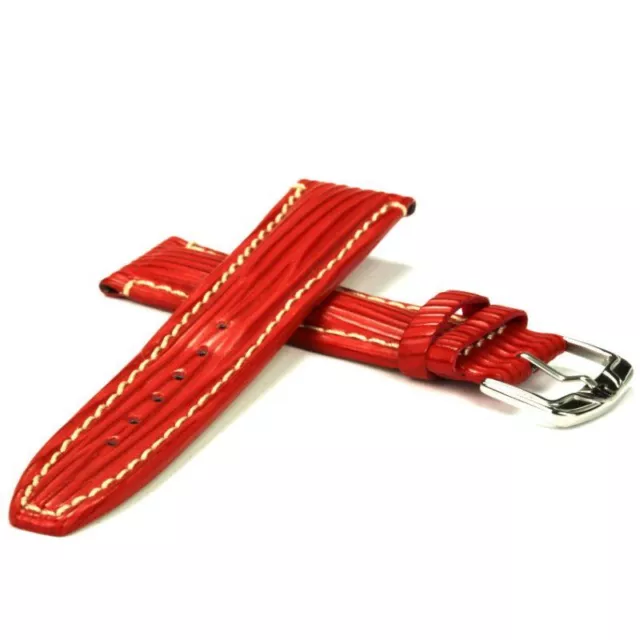 Leder-Uhrband De Jacques Lemans Grabado Rojo 20MM Blanco Acolchado Uhrenband