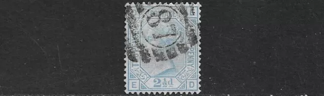 GB - QV - 1880 - 2 1/2d BLUE PLATE 19 - WMK ORB - USED - SG 142 - CAT £55