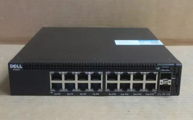 Dell Networking X1018 16x1GbE RJ45 +2x 1GbE SFP Web Managed Switch Dell Warranty