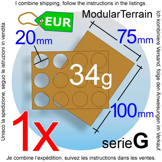 1x Movement Tray 4x3 (G 5mm) 20mm Round Base Bandeja De Movimiento War Hammer