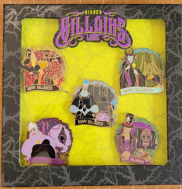 DISNEY HALLOWEEN VILLAINS Lairs 5 Pin Box Set LE 1500 Ursula Hades