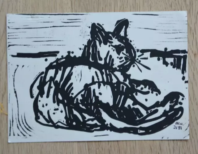 Linol Druck von Jakob Schwarzkopf Katze