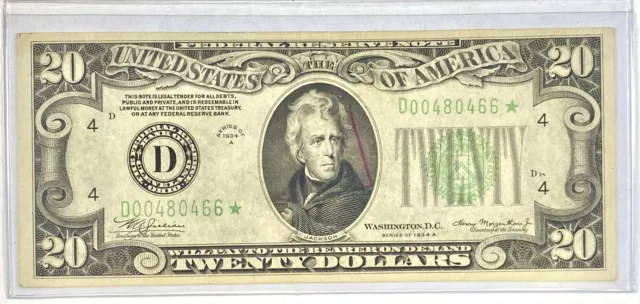 1934 A $20 Federal Reserve Note CLEVELAND Fr. 2055-D STAR NOTE VF+/XF Rare *