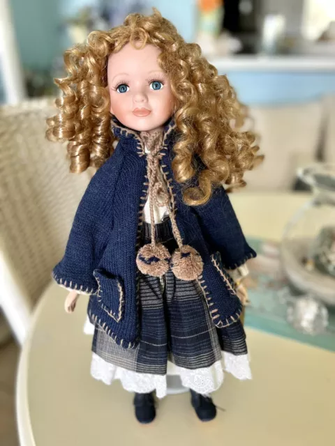 The Broadway Collection Vintage 16” Porcelain Doll Blonde Ringlets Lashes COA