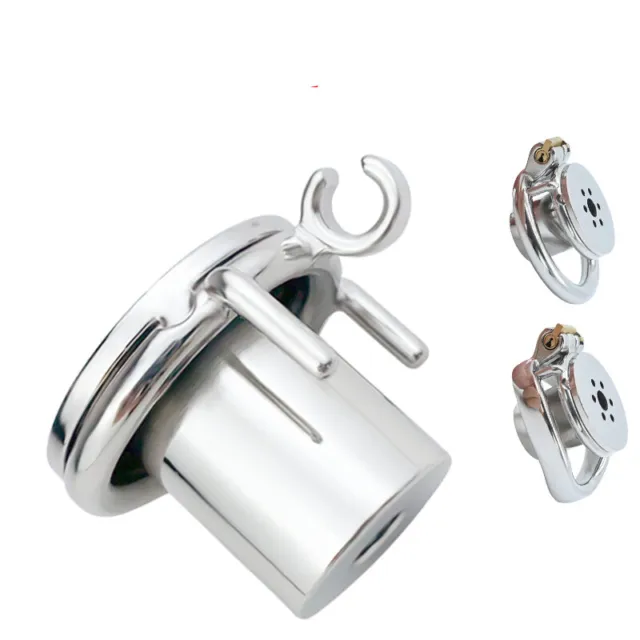 Male Stainless Steel Inverted Plugged Metal Chastity Cage with Cylinder Design