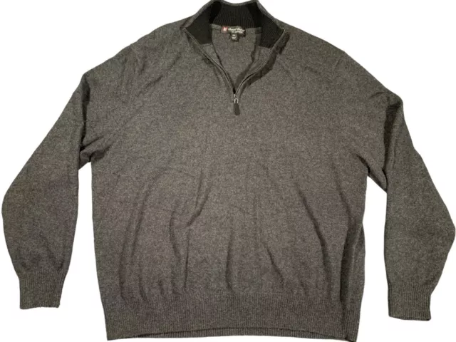 Daniel Bishop 100% Cashmere Sweater Adult Men’s Gray 1/4 Zip Collared Mens XXL