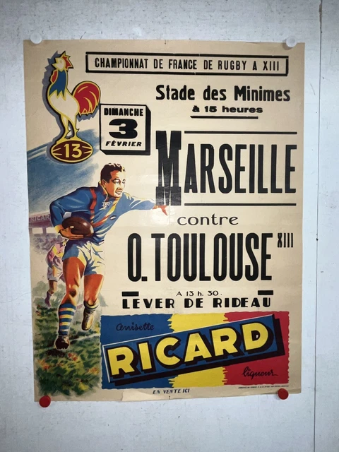 Affiche ancienne originale Fédération Française Rugby Joe BRIDGE 1942