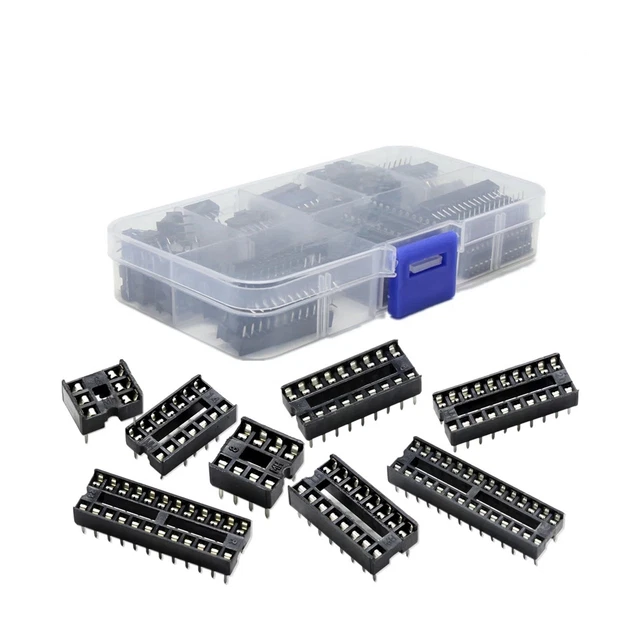 66PCS IC Chip Holder IC Socket Chip IC Socket Chip Base Pattern Box Flat Foot X1Z2