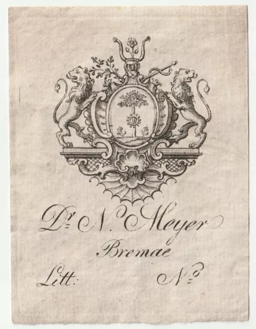 ANONYM: Exlibris für Dr. N. Meyer, Bremen, frühes 19. Jahrhundert