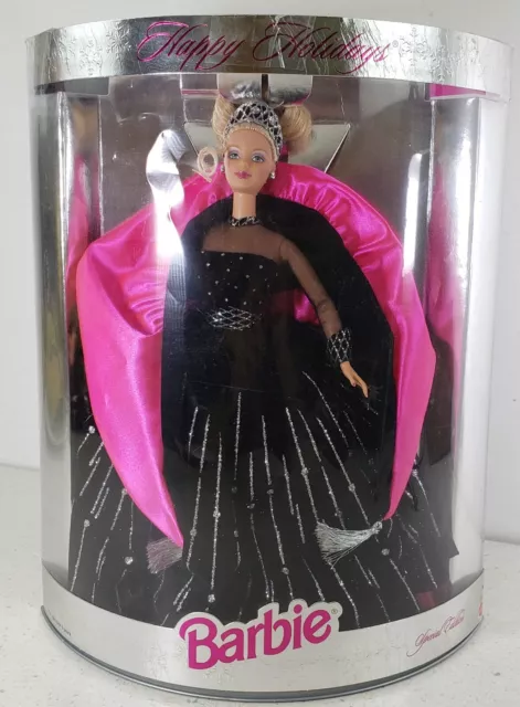 1998 Mattel Barbie Doll Happy Holidays Special Edition Black and Pink 20200 New