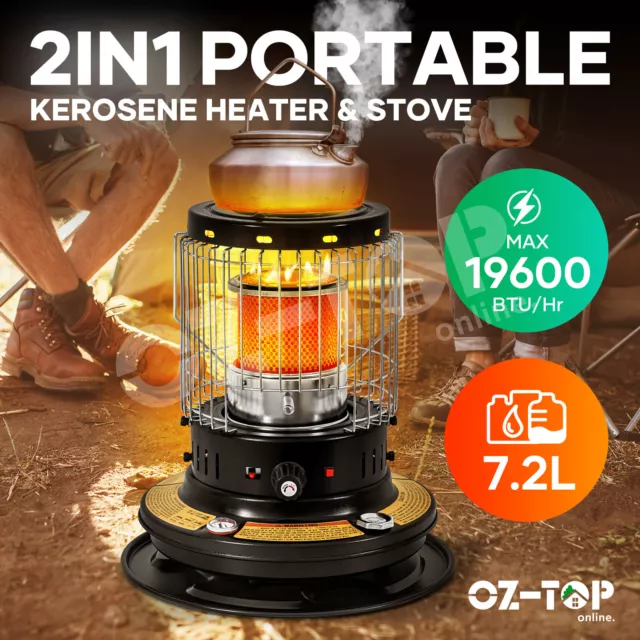 2in1 Portable Kerosene Heater for Home Camping Heater Auto Lgnition 19600BTU BK