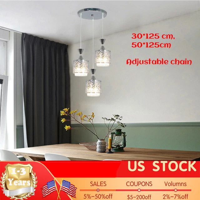 Modern LED Pendant Light Hanging Lamp 3-Heads Chandelier Kitchen Island Fixture