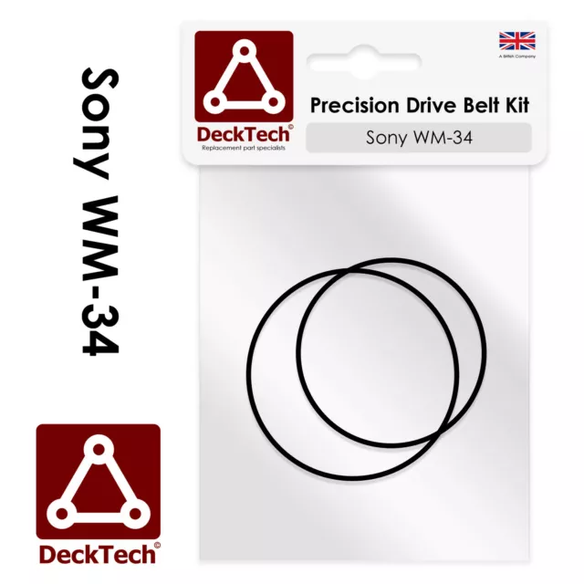 DeckTech™ Replacement Belt Kit for Sony Walkman WM-34 WM34 | Rubber Drive Belt