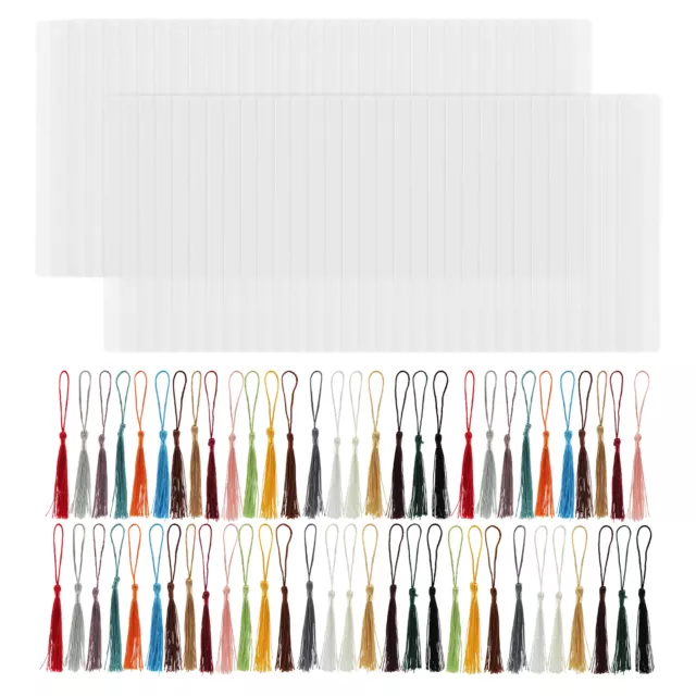 60pcs Clear Blank Sublimation Bookmark Stationery Colorful Tassel Heat Transfer