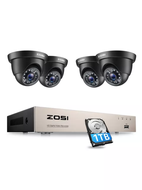 ZOSI 8CH 1080P H.265+ Außen Dome Überwachungskamera System HDMI DVR 1TB HDD 2MP