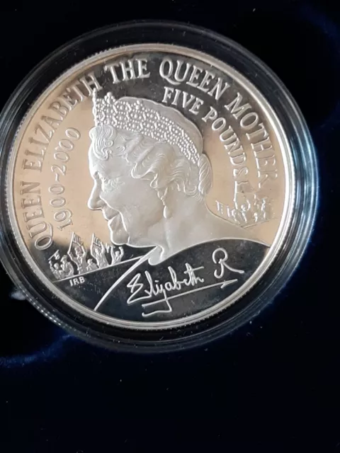 Queen Mother £5 Solid Silver Proof Centenary Crown 1900-2000.