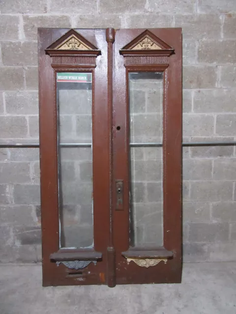 ~ Antique Carved Oak Double Entrance French Doors ~ 46 X 83.5 ~ Salvage