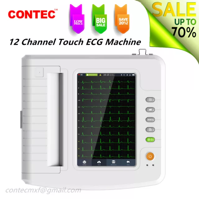 Touch 12 channel ECG Machine EKG Electrocardiograph Software Interpretation USB