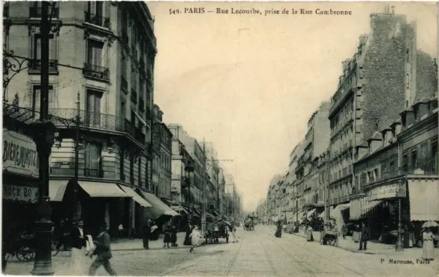CPA PARIS (15e) Rue Lecourbe. prise de la Rue Cambronne (563327)