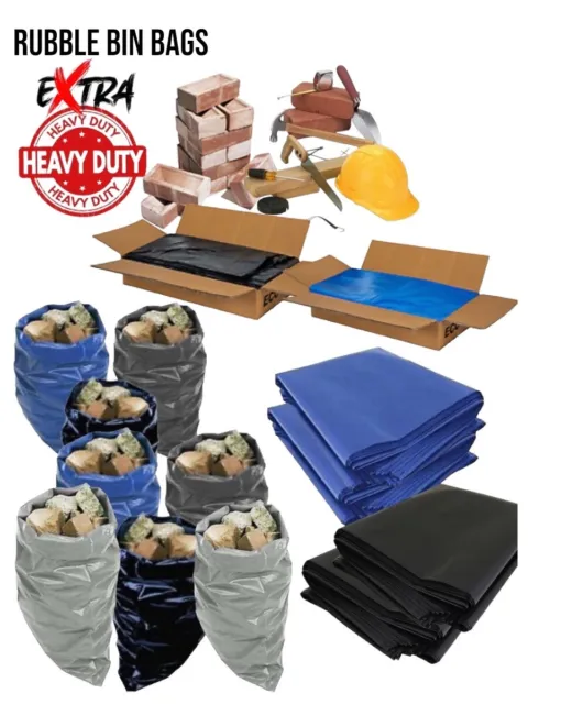 Rubble Bin Bags Builders Rubbish 🔥 30kg Heavy Duty EXTRA Strong Tough Bulk
