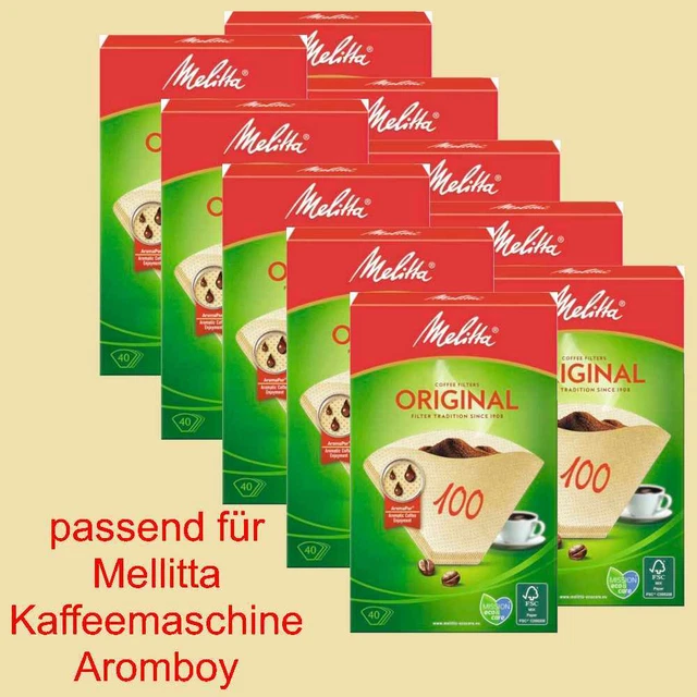 10 Packungen a 40 Filtertüten Melitta 100 Kaffeefiltertüten ORIGINAL f. Aromaboy