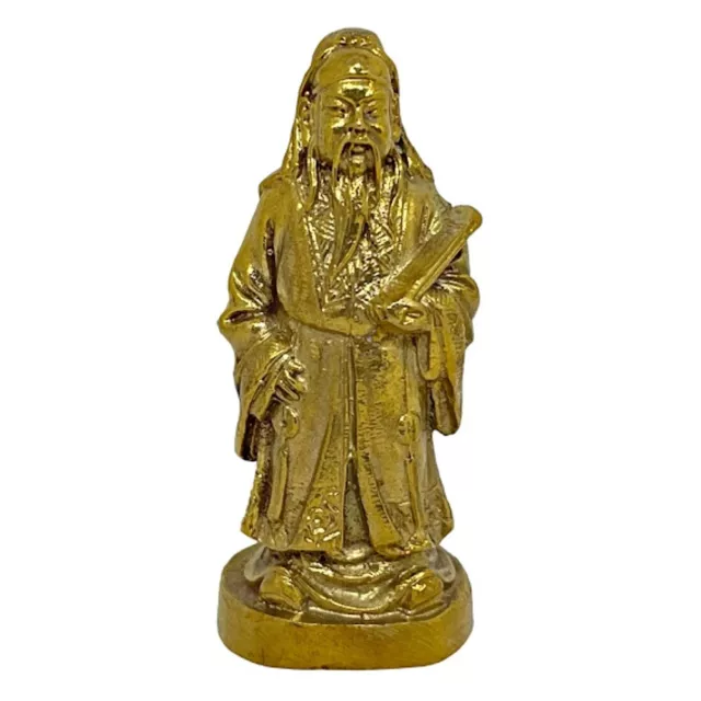 Feng Shui Good Fortune God Fu in Chinese Traditional Dress Brass Gold Statue