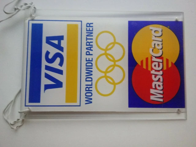 HANGING VISA/MASTERCARD CREDIT Card Logo Decal Sticker Display Signage ...