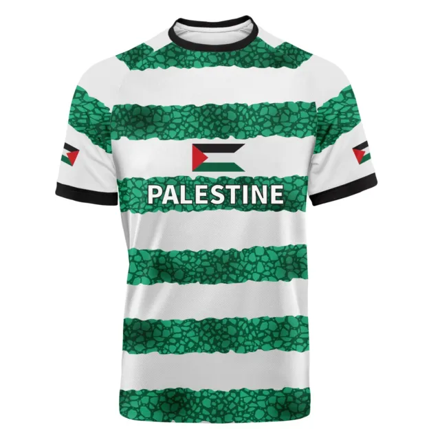 Palestine Celtic Solidarity Football Shirt Polyester Breathable White Green