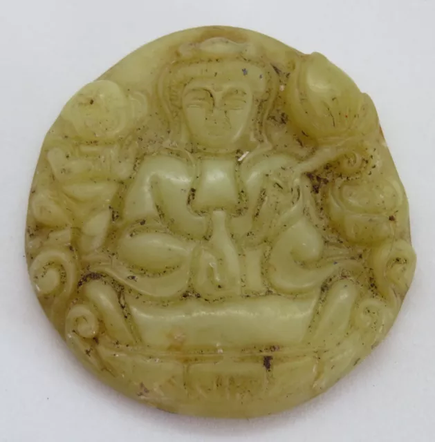 Chinese carved hardstone vintage Victorian oriental antique Buddha pendant