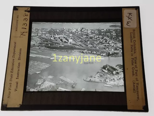 KXW Glass Magic Lantern Slide Photo BRITISH COLUMBIA VIEW OF PART OF VANCOUVER