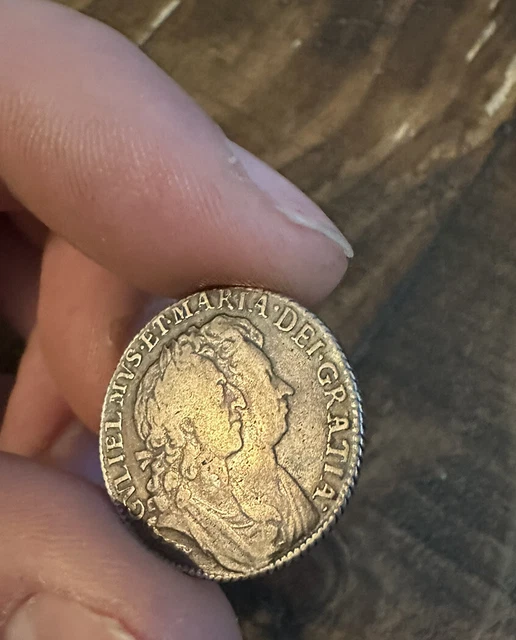 William & Mary Shilling 1692 England Toned Silver Coin