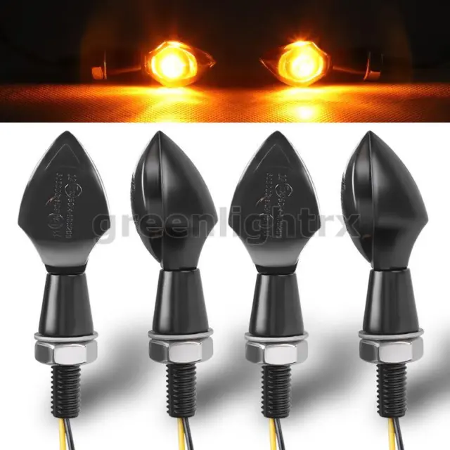 4X Universal Motorcycle LED Turn Signal Light Mini Indicators Blinker Amber Lamp