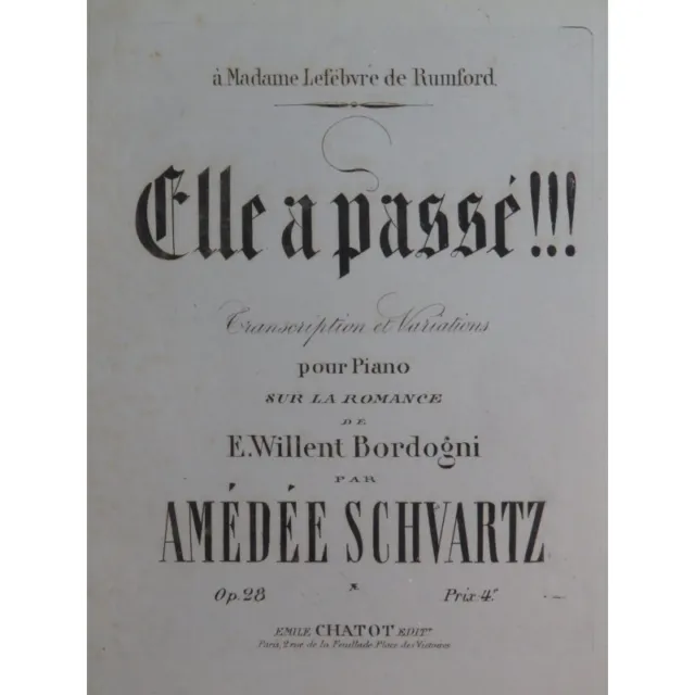 SCHVARTZ Amédée Elle a passé !!! Piano ca1865
