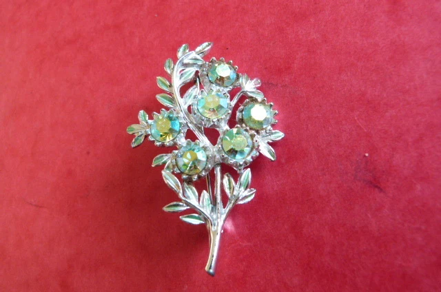 Broche Papillon Vintage En Plastique - Années 60 - Style Rétro Bleu Gris - Occasion