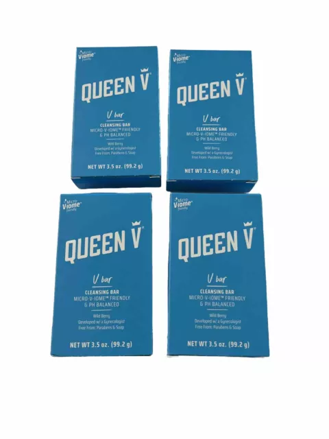 LOT OF 4  Queen V Cleansing Bars Wild Berry Feminine Care pH Balanced 3.5oz EACH