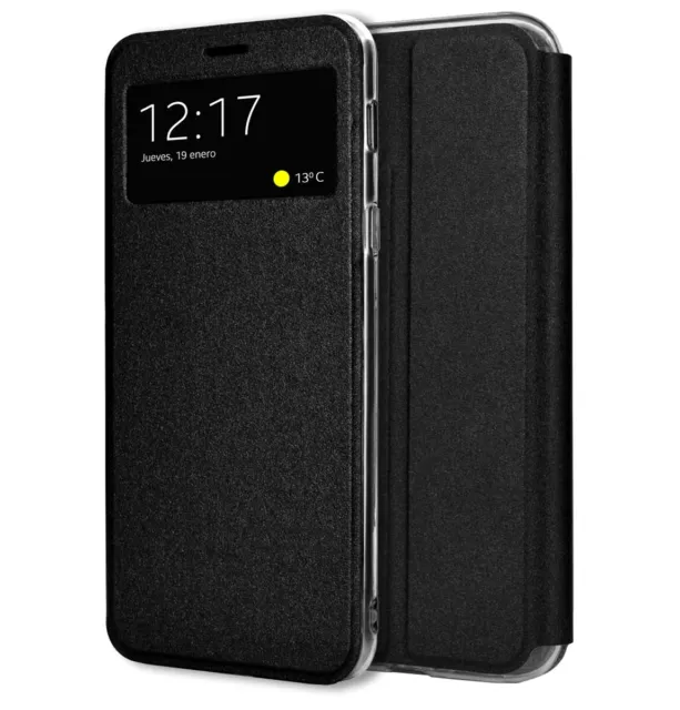 Funda Libro Soporte con Ventana para Oppo A38 4G color Negra